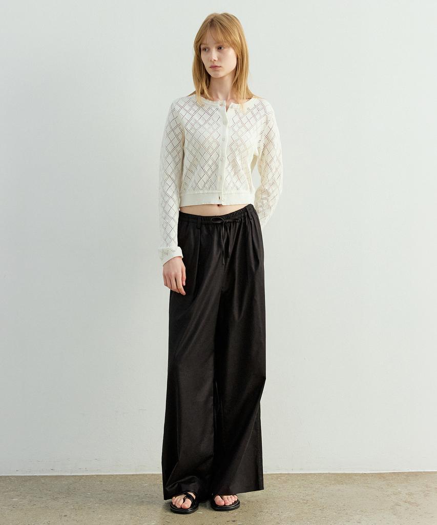 ARTID Linen Elastic Waist Wide Pants_Black