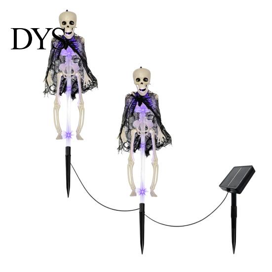 Interiérové nástenné ozdoby Solárne Halloweenske Netopierové Záhradné Svetlá, Realistická Kostra Dekorácia Cesty, Vodotesné LED 3D Kosti Rekvizity Strašidelné Svetlo na Kôl pre