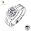 S925 Silver Simple Men's Ring Mosang Stone Couple New Fashion Ring Silver Jewelry Ring