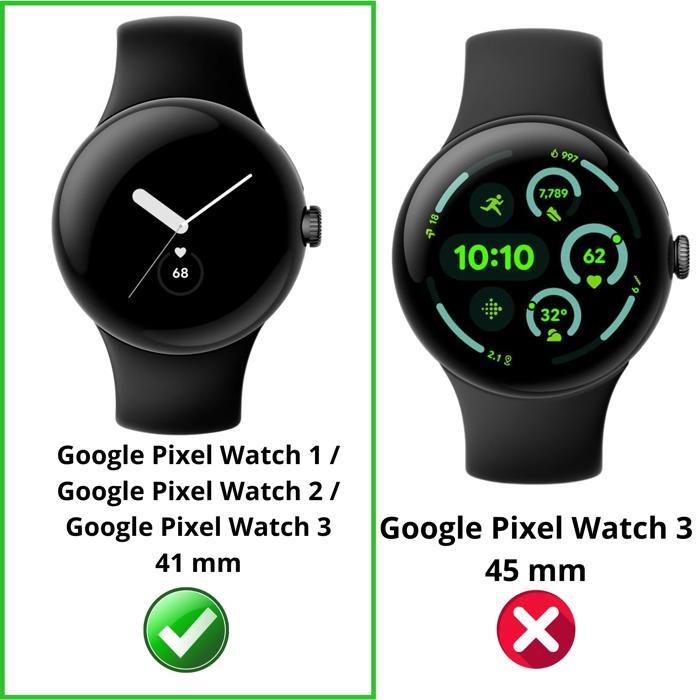 Vāciņš, kas ir saderīgs ar Google Pixel Watch 3 / Watch 2 / Watch - 41 mm - ciets, melns korpuss, rūdīta stikla ekrāns, Phonillico®