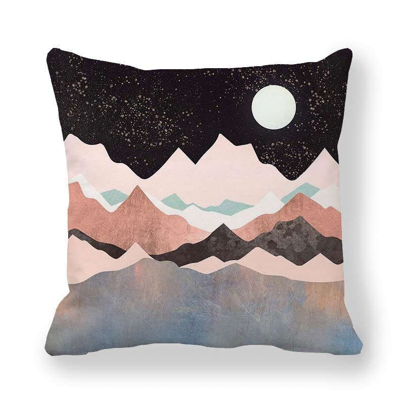 Marble Texture Sun Landscape Series Digital Printing Short Plush Pillow Covers for Car Sofa Office Cushion Cover Home Goods
