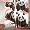 2D flat printing 2pcs Window Curtains Spring Pandas on Branches Digital Printed Polyester Drapes Festive Wall Decor for Home