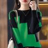 Sweater Women Autumn Winter Women Color Blocked Knit Warm Sweater Long Sleeve Thermal Pullovers O-Neck Casual Loose Sweater Women