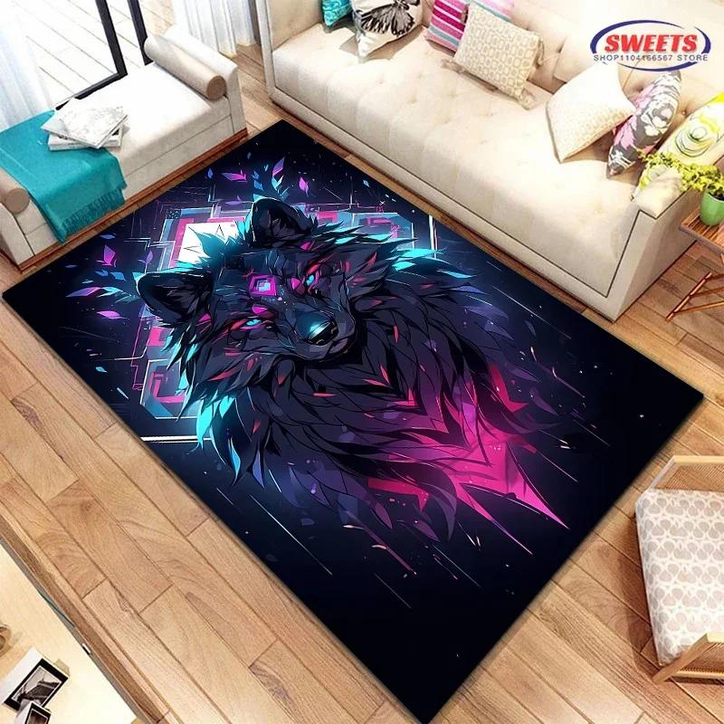 Brave Wolf Carpet New Release ! Anti-slip Sound Insulation, Rug for Living Room, Bedroom, Bedside and Office Areas, Durable Mat