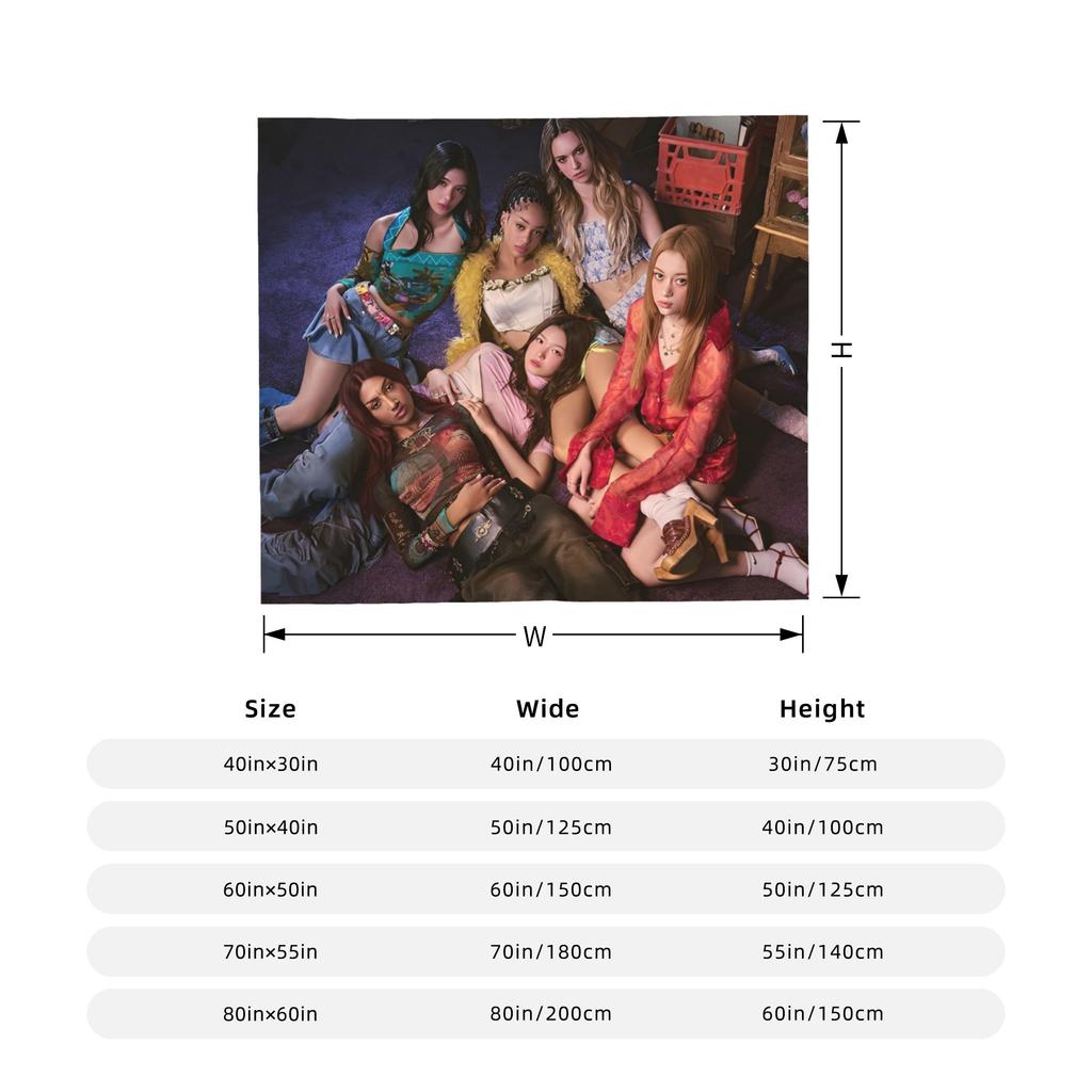 Katseye Kpop Flanelldecken Yoonchae Sophia Lara Lustige Überwurfdecke für Zuhause 200x150cm Teppichstück
