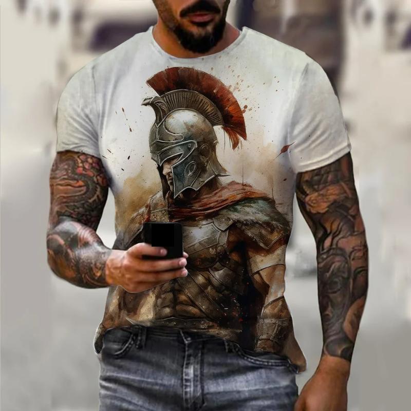 Vintage Spartan 3D Printing Graphic T Shirts for Men Short Sleeve Tee Tops Fashion Oversized Streetwear Men's Casual Clothing
