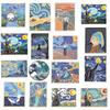 Starry Night Black Cat Brooch Set: Creative Cartoon Oil Painting Metal Badges