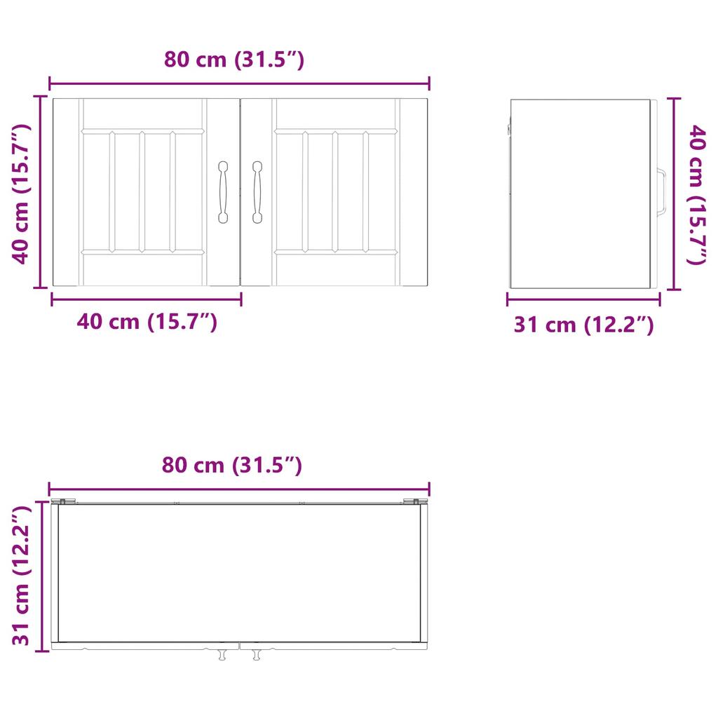 Wall Cabinet LUCCA Sonoma Oak 80 X 31 X 40 Cm Particleboard
