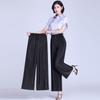 Summer Pleated Lce Silk Pants for Female Solid Color Elastic Waist Loose Wide Leg Trousers Female Casual All-Match Chiffon Pants