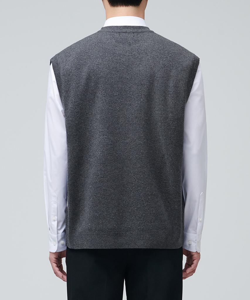 MUSINSA STANDARD Lambswool Crew Neck Knit Vest [Medium Grey]