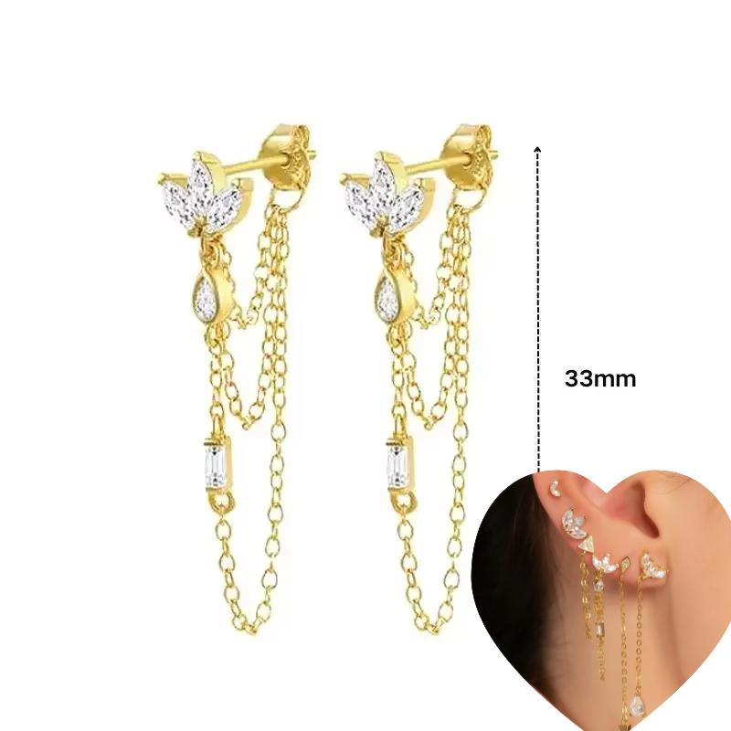 925 Silver Ear Needle White Zircon Butterfly/Water Drop Hoop Earrings Drop Earrings For Women Fashion Wedding Jewelry