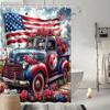 Vintage Patriotisch Douchegordijn - Amerikaanse Vlag & Rozen, 72x72", 12 Haken, Kleurvast, Machinewasbaar, Hoge Definitie Print