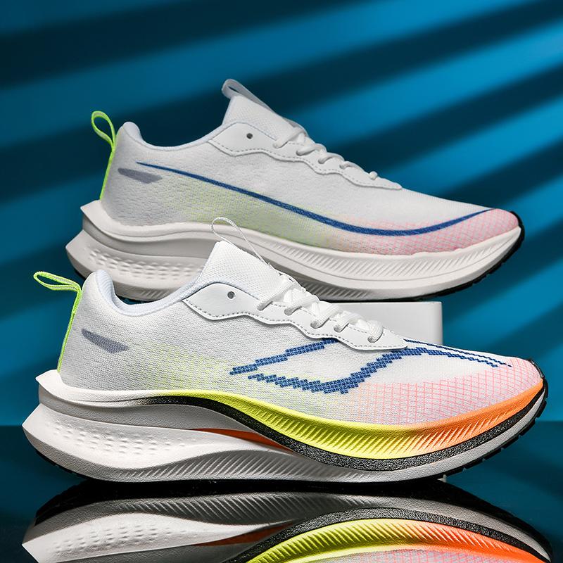 Men Women Summer Sports Sneakers Breathable Lightweight Comfortable Marathon Air Cushion Carbon Plate Running Shoes Women's Athletic Nonskid