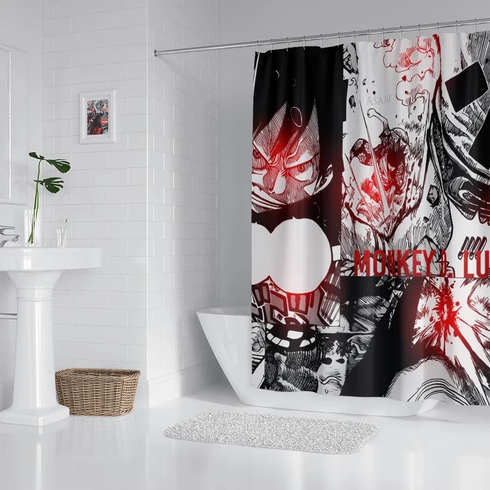 Anime Bathroom Curtain Polyester Fabric Shower Curtain 180 * 180CM With Hooks Bathroom Accessories