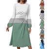Women's Fashion Casual Print Round Neck Long Sleeve Midi Dress