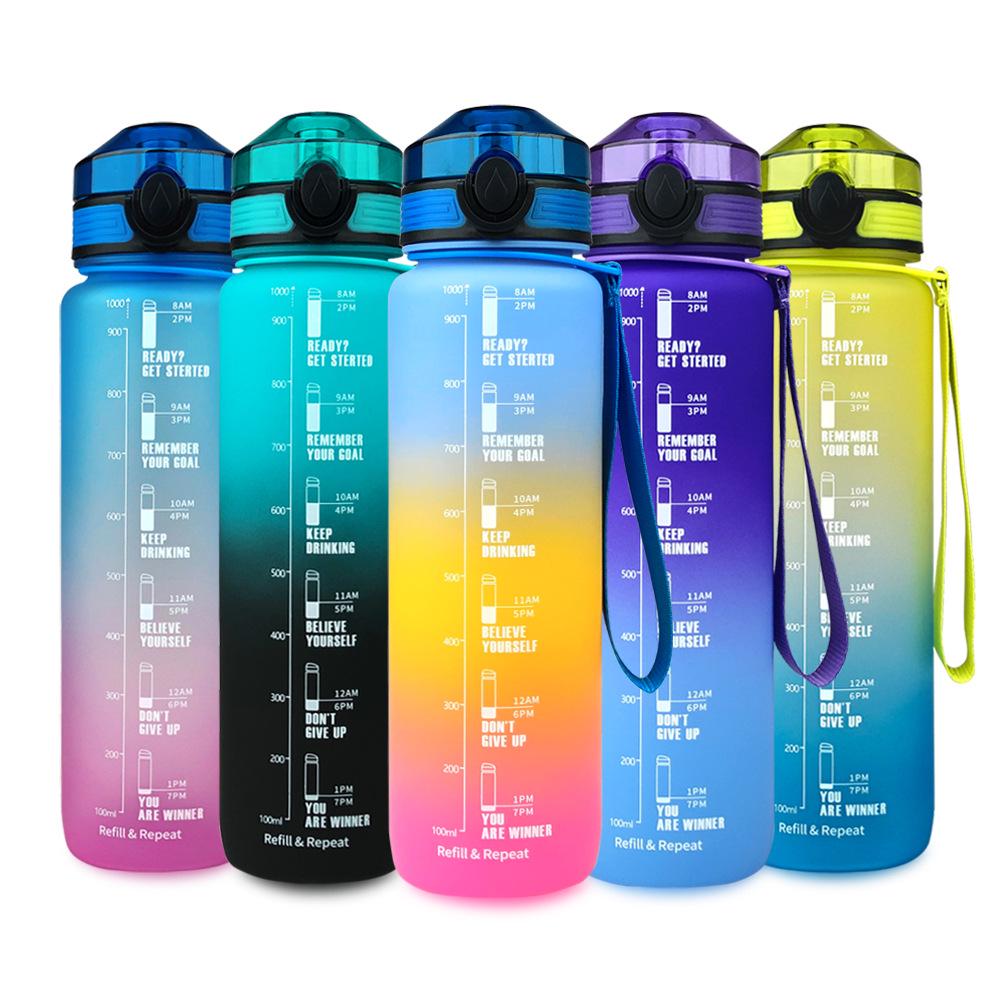 Bouteille d'eau de sport Tritan à dégradé - 1L Plastique de qualité alimentaire Gourde de fitness