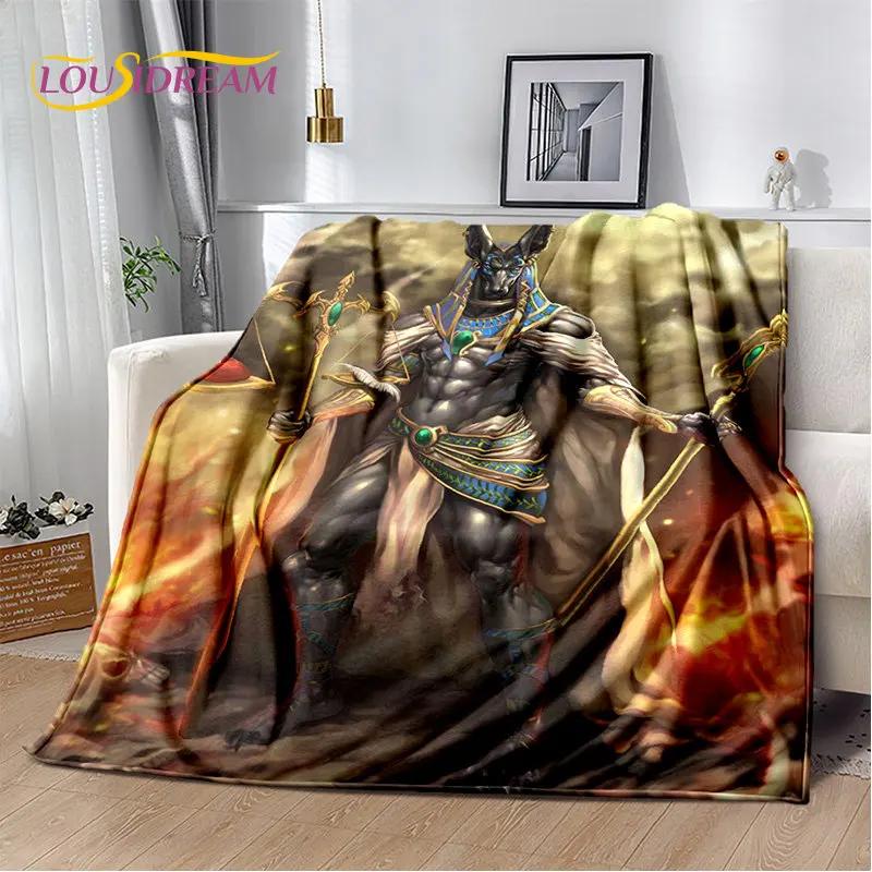 Anubis Mısır Ölüm Mitolojisi Horus Yumuşak Peluş Battaniye, Flanel Battaniye Oturma Odası Yatak Odası Yatak Kanepe Piknik Çocuklar için Battaniye