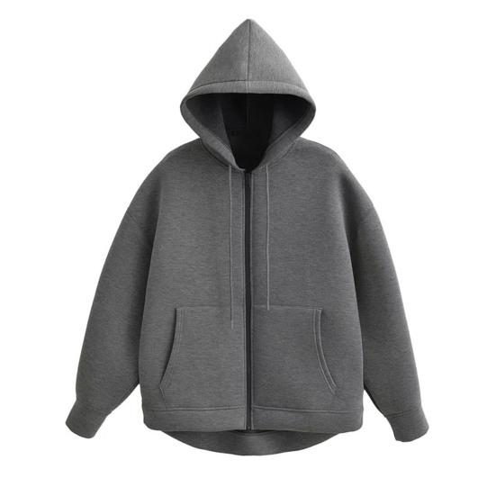 Women Fall Winter Hoodie Thick Hooded Zipper Closure Long Sleeves with Big