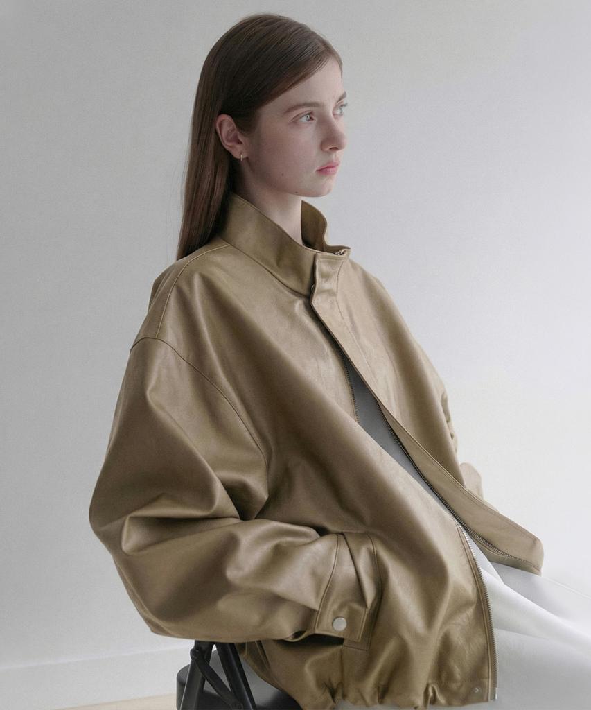 Lenav Les Half Leather Jacket (Beige)