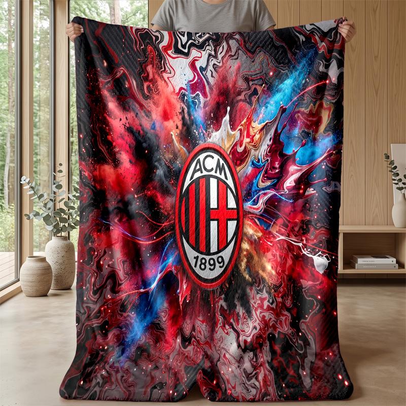 AC Milan Theme Blanket Soft Flannel Blanket Plush Throw Blanket Cozy Sofa Bed Blanket for Home Decor