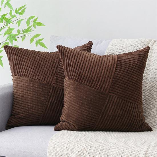 Boho Textured Pillow Cover Corduroy Striped Patchwork Throw Pillow Cover 18x18 Inch Rustic Cushion Cover for Farmhouse Home Sofa Couch Bed Living Room
