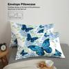 3-piece Down Duvet Cover Set with Blue Butterfly Rose Pattern Print (1 Duvet Cover+2 Pillowcases, No Core) Bedding Set