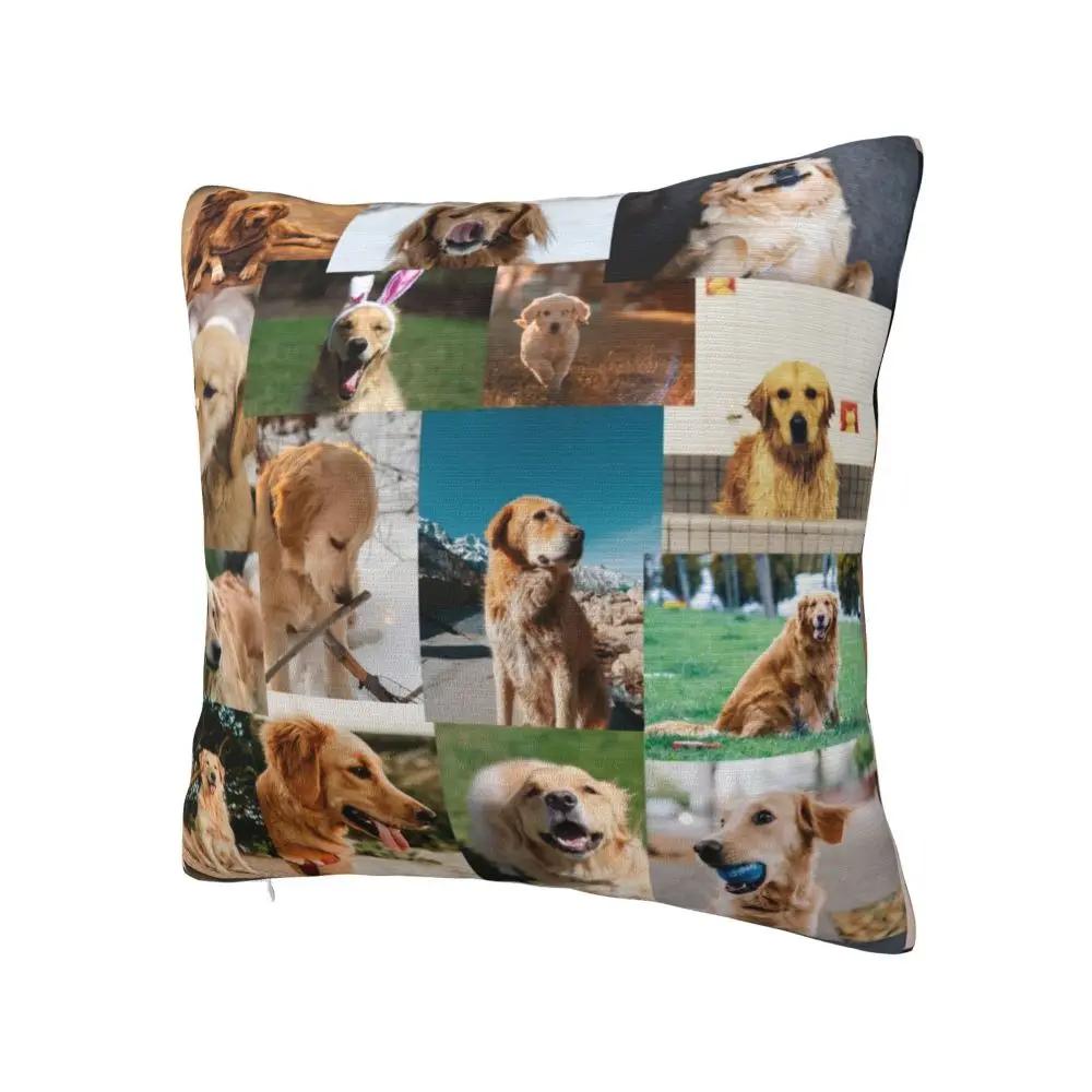Golden Retriever Collage Kussensloop Dubbelzijdige Bedrukking Kussenhoes Decoratie Leuke Honden Puppy Kussenhoes Hoes Huis Vierkant