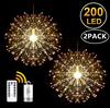 Lumini LED cu păpădie de artificii din cupru, 8 moduri de lumini de zâne reglabile cu telecomandă pentru petreceri acasă