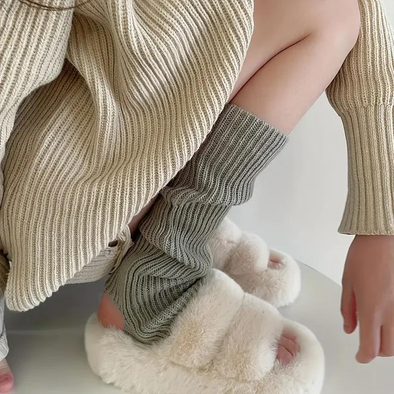 Y2k Winter Beinstulpen Flauschige Süße Accessoires Gothic Lolita Gestrickte Lange Socken Damen Beinstulpe Dame Stilvoll Dehnbar Stiefelüberzug