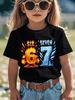 Divertente T-Shirt Meme Sei Sette 6 7 per Bambini Umorismo Caotico Y2k Frase di Gioco Magliette Casual Girocollo Top Moda Abbigliamento per Bambini