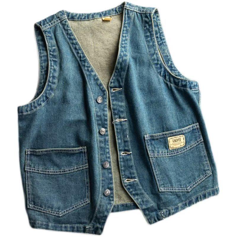 Korean Retro College Style Loose Denim Vest - Women's Casual Versatile Top