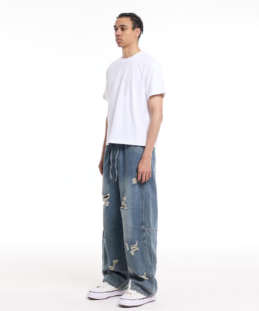 CREAM SODA LAB Men'S Standard Fit Cropped Short Sleeve Tee White