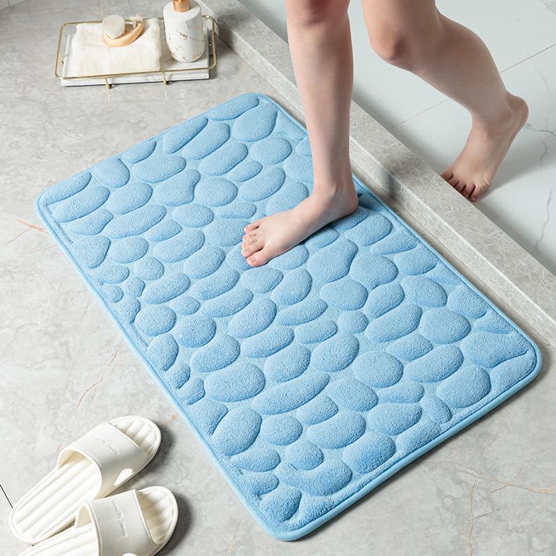 Cobblestone Embossed Bathroom Bath Mat Non-Slip Carpets In Wash Basin Bathtub Side Floor Rug Shower Room Doormat Memory Foam Pad Quality
