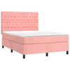 Box Spring Bed with Mattress Pink 140 X 190 Cm Velvet