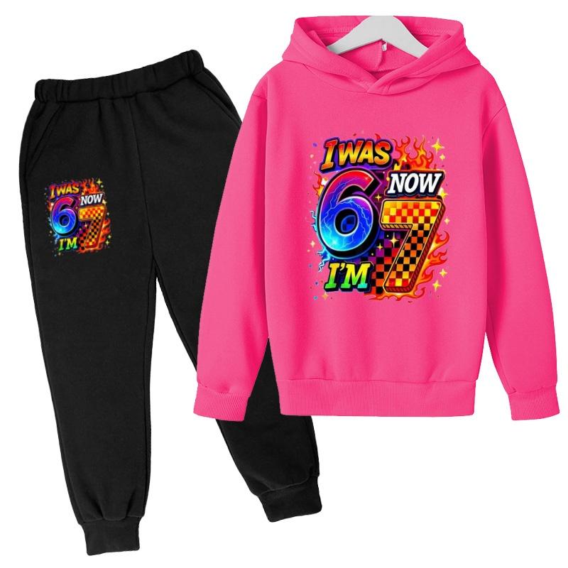 Kids Hoodie New Six Seven 67 Print Clothes Sweatshirt+Pants 2P Boy Girl Toddler 3-12Years Casual Top Pullover Sports Fashion Set