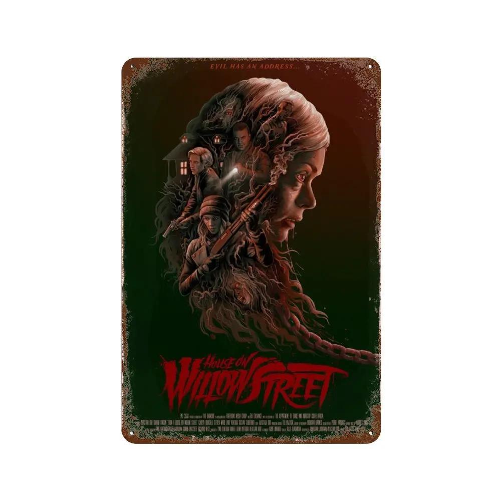 Mfoever Classic Horror Movie Poster Rusty Metal Tin Plaque Retro Decorative Plate Bar Man Cave Garage Club Metal Sign Wall Decoration