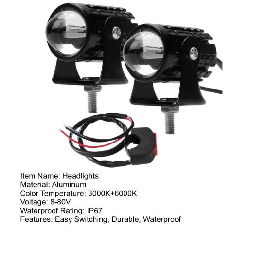 2Pcs Motorcycle Headlight Waterproof LED Spotlights Multi-Mode Switch LED Driving Fog Lights for Car Truck ATV Tractor