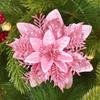 New Year Xmas Tree Ornaments Gift 1Pc for Home 14cm Glitter Artificial Christmas Flowers Merry Christmas Decorations  Accessories