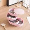 Fashion Plastic 4 Layers Jewelry Storage Box Dustproof Velvet Lined Rotating Jewelry Organizer with Lid Makeup Box Birthday Gift