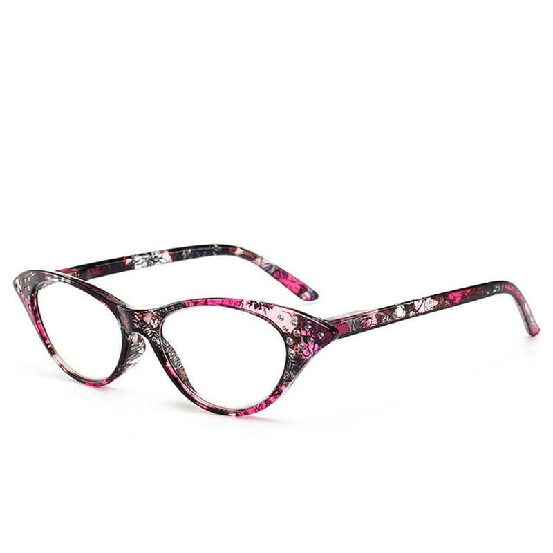 Charm Eyeglasses Full Frame Parents Seniors Reading Glasses Degree Women Fashion Cat Eye Retro +1.0 +2.0+3.0 +4.0