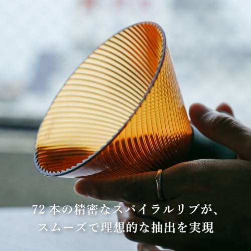 Hario V60 Dripper NEO für 1-4 Tassen Tritanharz Spiralrippen Bernstein Hergestellt in Japan VDN-02-AB