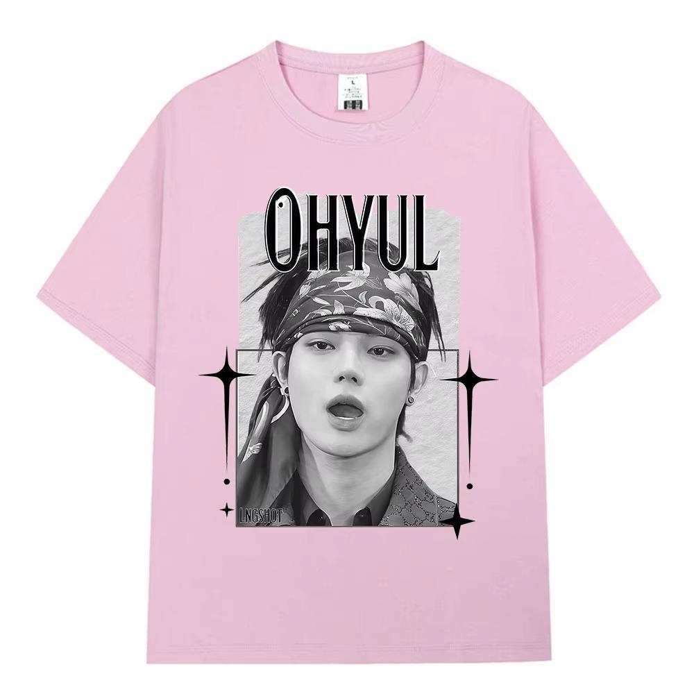 Korean Kpop Hip-hop Group Lngshot OHYUL T-shirt Men's and Women's Fashion Casual Short-sleeved T-shirt Top