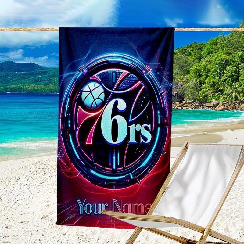 Custom Name Beach Towel Philadelphia Basketball Team Beach Towel, Soft Microfiber, Gift for Her/Him, Birthday, for Pool, Beach, Travel, Fan Gifts