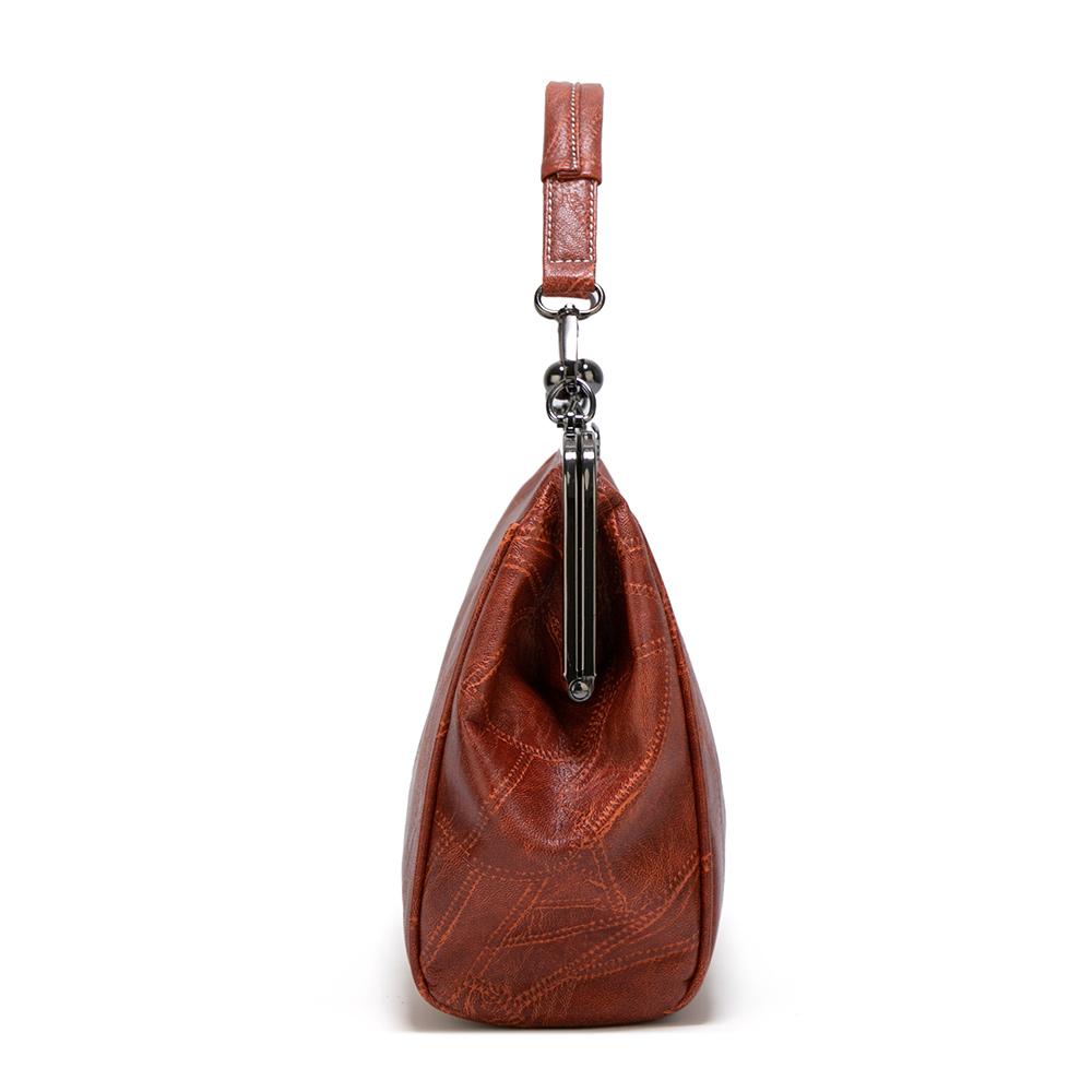 Shoulder Bags Women Retro Frame Purses Girls Crossbody Messenger Bag Small Handbags for Phe Party Faux Oil Leather Clip Bag