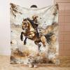 1pc Retro Western Cowboy Print Flannel Blanket - Soft Polyester Throw, Mid-Century Style, All-Season Home Sofa Office Bed Cover
