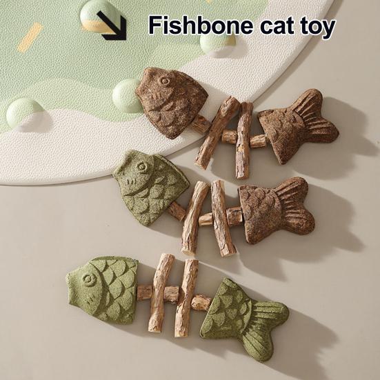 1/2/3Pcs Cat Dental Toy Fishbone Shape Catnip Cat Toy Teeth Cleaning Breath Interactive Play Oral Hygiene