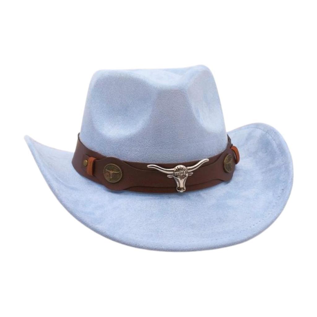 Ethnic Style Western Cowboy Hat  Stage Jazz Hatforeign Trade Brown Ox Head Suede Top Hat