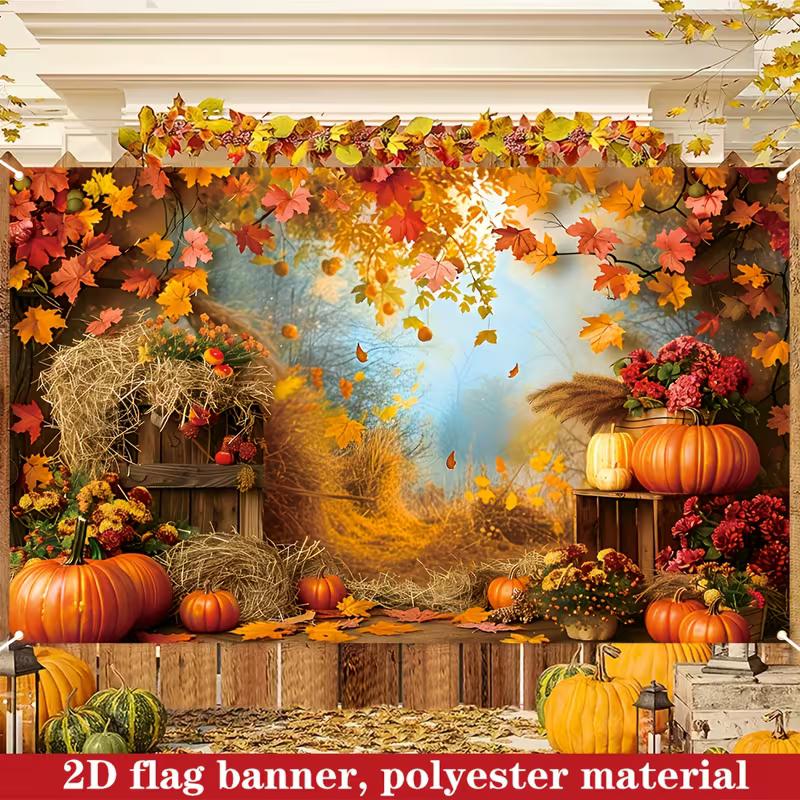 2D Erntedankfest Kulisse Rustikaler Holzzaun Fotokabinen Banner