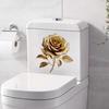 Schöner goldener Blumen-Toilettenaufkleber, Badezimmer-Toilettendeckel, dekorativer Aufkleber, wasserfest, selbstklebend