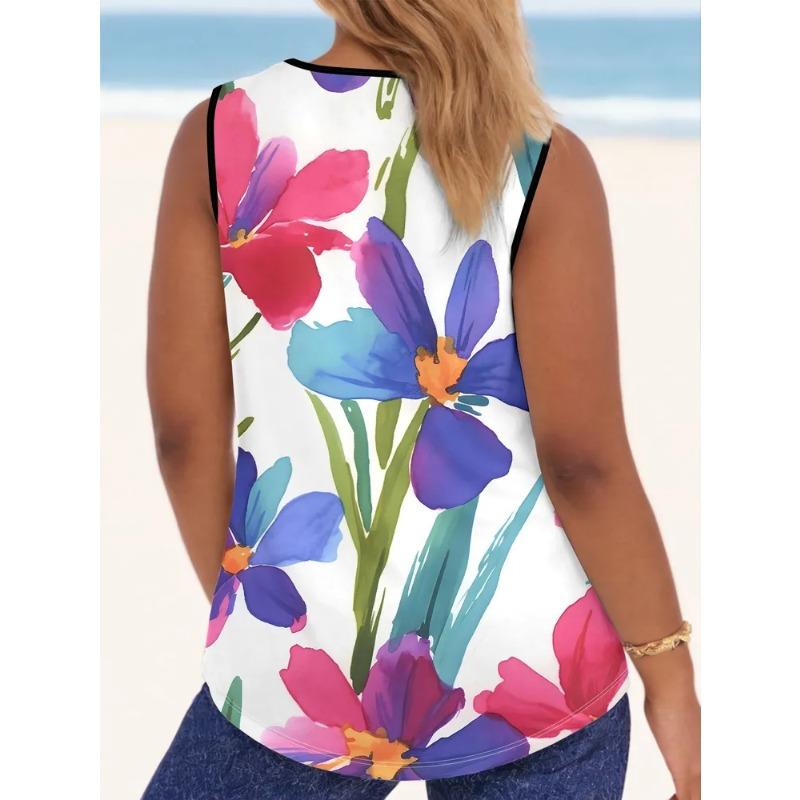 Interesting Prints Women's Sleeveless Vest Creative Colorful Leisure Loose Fashionable Versatile Summer Vest
